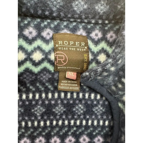 Kids Roper Fleece Jacket XL Blues Zip Up  Warm Child’s Size Aztec - Picture 2 of 5